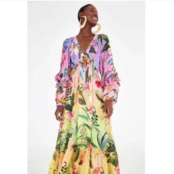 NWOT Farm Rio Amazonian Rainforest Ombré Maxi Dress - Picture 5 of 10